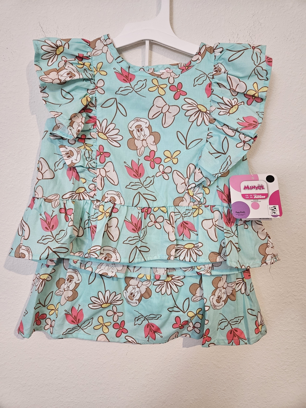 Disney Girls Aqua Floral Minnie Mouse Matching Set